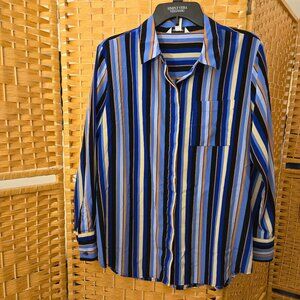 Large Nine West multi-striped blue blouse